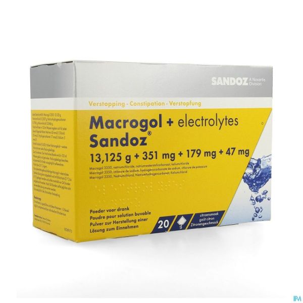 Macrogol + Electr Sandoz Pulv Gout Citron 20x13,7g