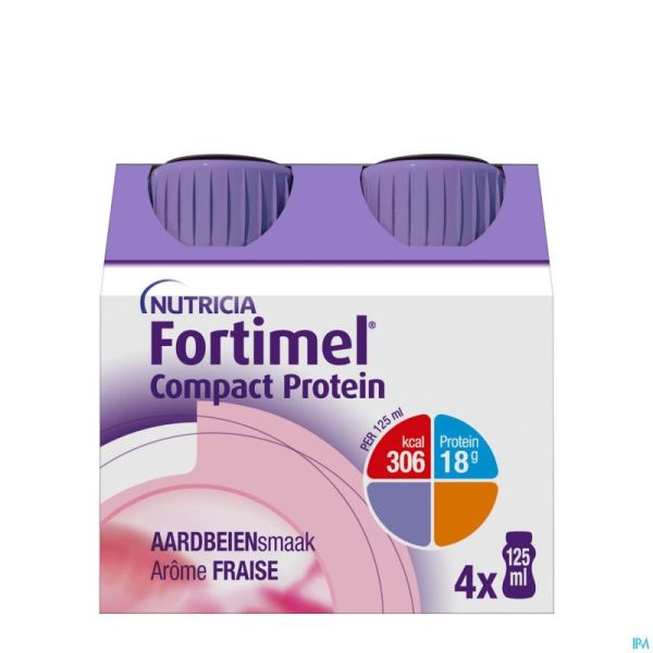 Fortimel Compact Protein Fraise Bouteilles 4x125 ml