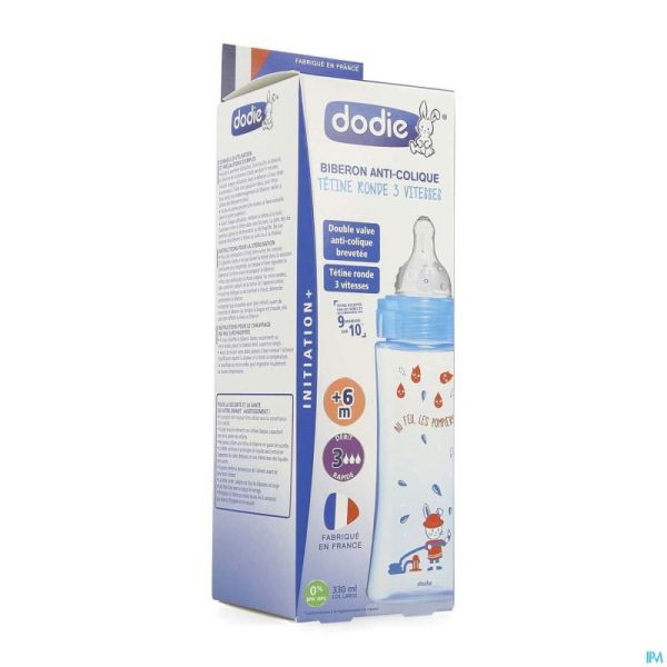 Dodie Biberon Initiation+ Bleu Pompier 330ml