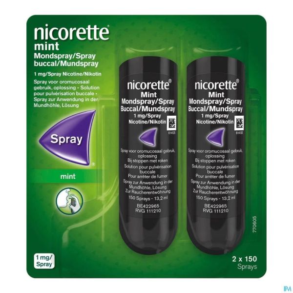 Nicorette Mint 1mg Spray Buccal S/sucre 2x150