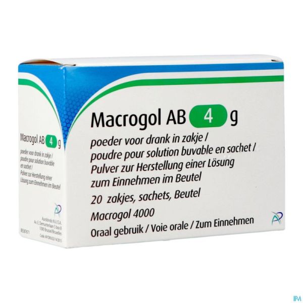 Macrogol Ab 4g Pdr Pour Sol Buvable Sach 20