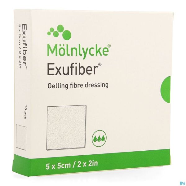 Exufiber Gelling Fibre Dressing Ster 5 X 5cm 10