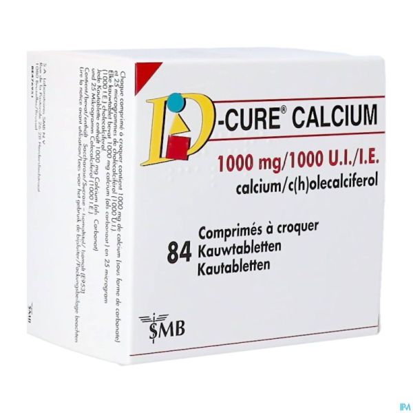 D-cure Calcium 1000mg/1000ui Comp Croquer 84