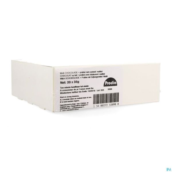 Prodia Bar Chocolat Lait Praline 20x35g Revogan