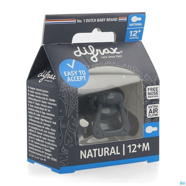 Difrax Sucette Natural 12m+ Uni/pure Bleu F./even.