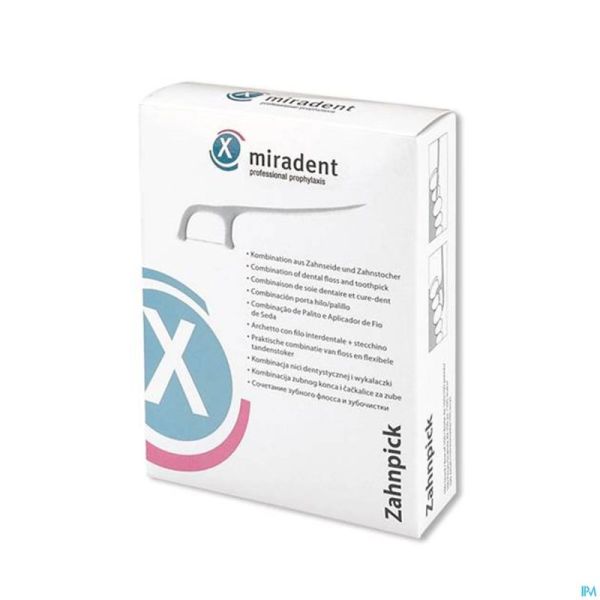 Miradent Cure-dent avec fil dentaire 100 pcs – emballé individuellement