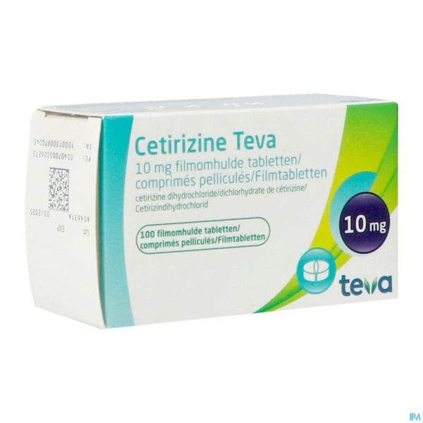 Cetirizine Teva 10mg Comp Pell 100