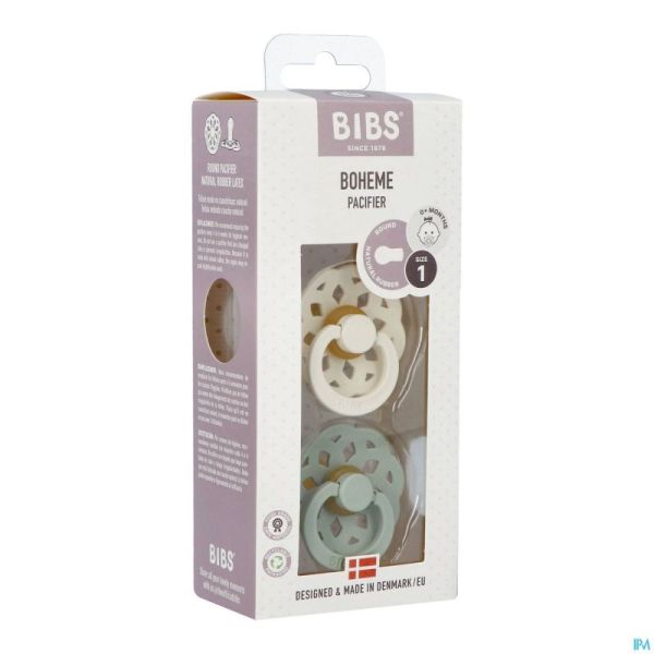 Bibs 1 Sucette Boheme Duo Sage/ivory 2