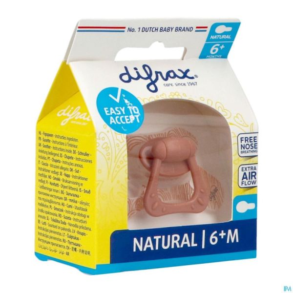 Difrax Sucette Natural 6m+ Rouge Brick-dessin