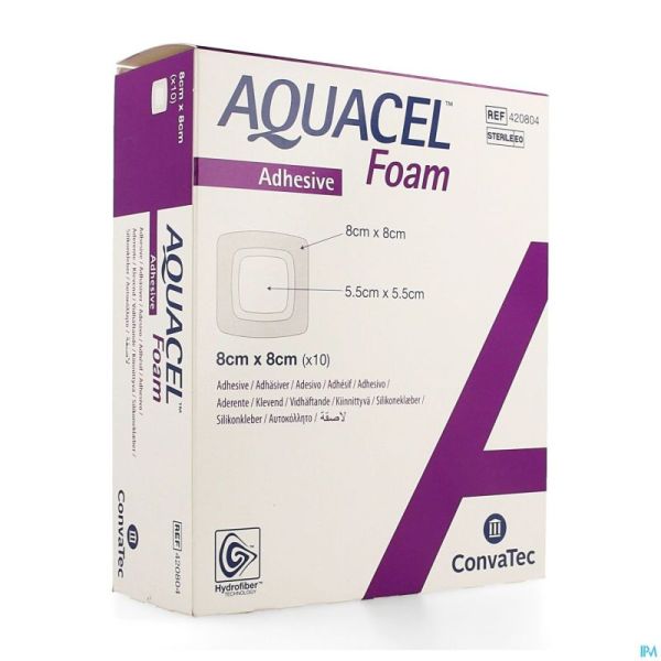 Aquacel Pans Mousse Adh Hydrofiber 8,0x 8,0cm 10