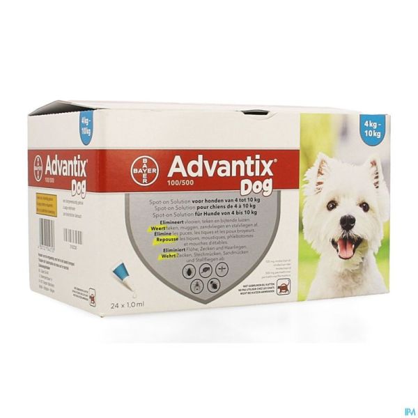 Advantix 100/ 500 Chiens 4<10kg Fl 24x1,0ml