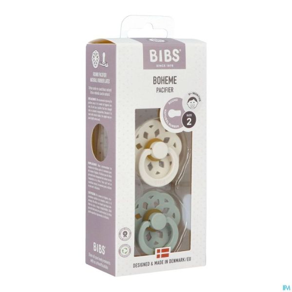 Bibs 2 Sucette Boheme Duo Sage/ivory 2