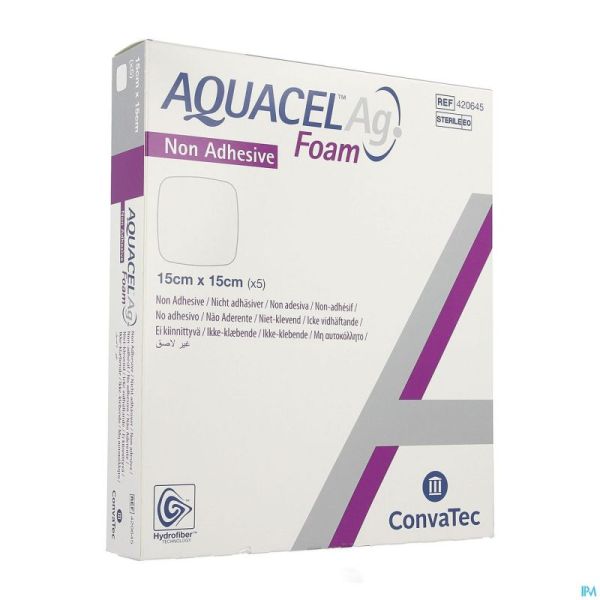 Aquacel Ag Foam Non Adhesif 15x15cm 5
