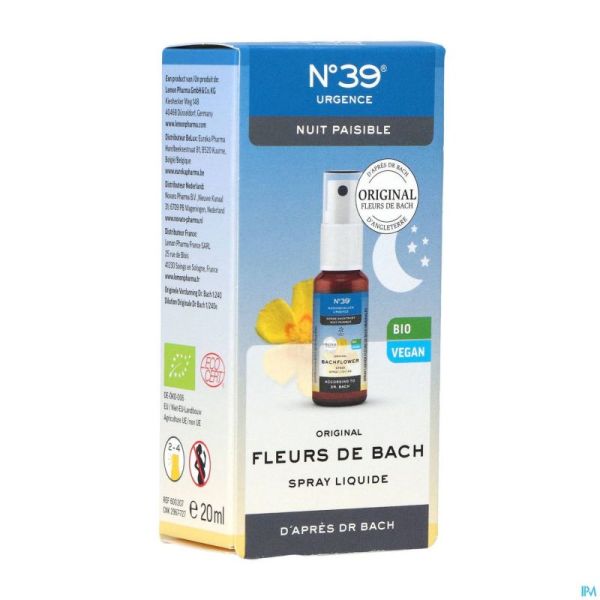 Fleurs de Bach Bio N°39 Urgence Nuit Spray 20ml