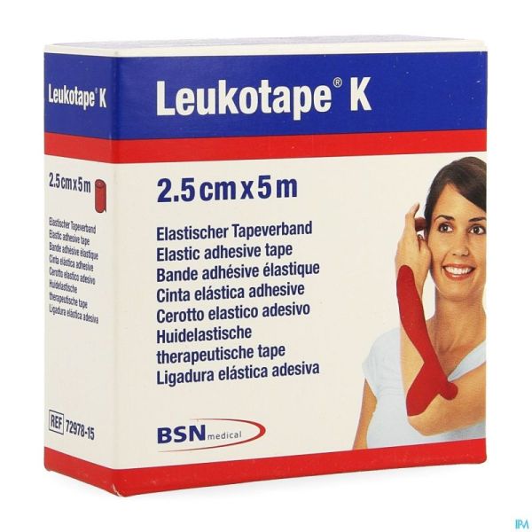 Leukotape K Bande Adh Elast Rouge 2,5cmx5m 1