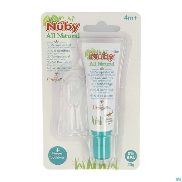 Nuby Citroganix Gel nettoyant gencives et dent + doigt massant – 15g - 4m+ 