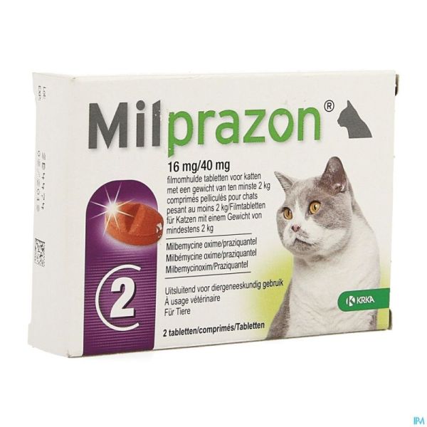 Milprazon 16mg/ 40mg Chat +2kg Comp 1x2