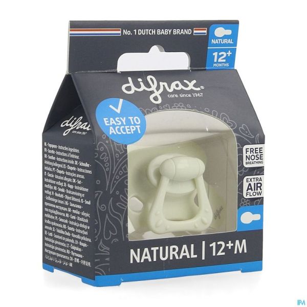 Difrax Sucette Natural 12m+ Uni/pure Creme/popcorn