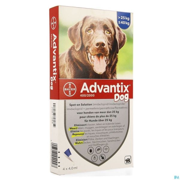 Advantix 400/2000 Chiens 25<40kg Fl 4x4,0ml