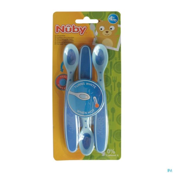 Nûby Cuillères thermosensibles - bleu -3p -  3m+