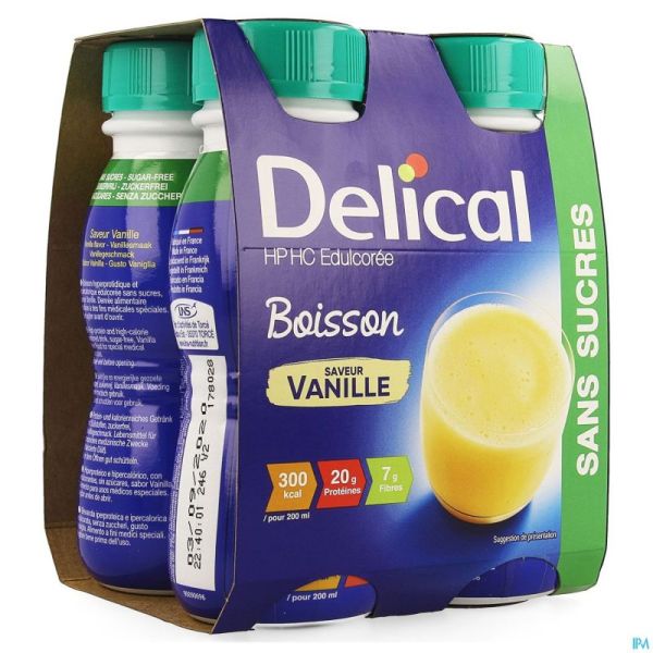 Delical Boisson Hp-hc S/sucre Vanille 4x200ml
