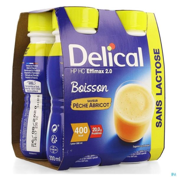 Delical Effimax 2.0 Peche Abricot 4x200ml