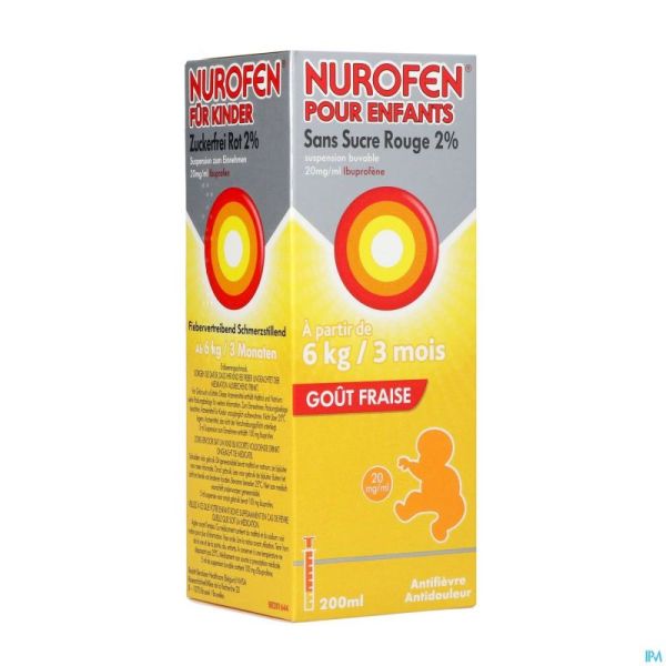 Nurofen Enfant Fraise Susp S/sucre 2% 200ml